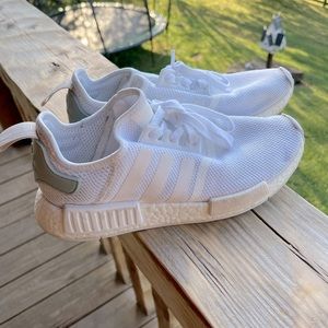 Adidas NMD all white sea foam green back size 8
